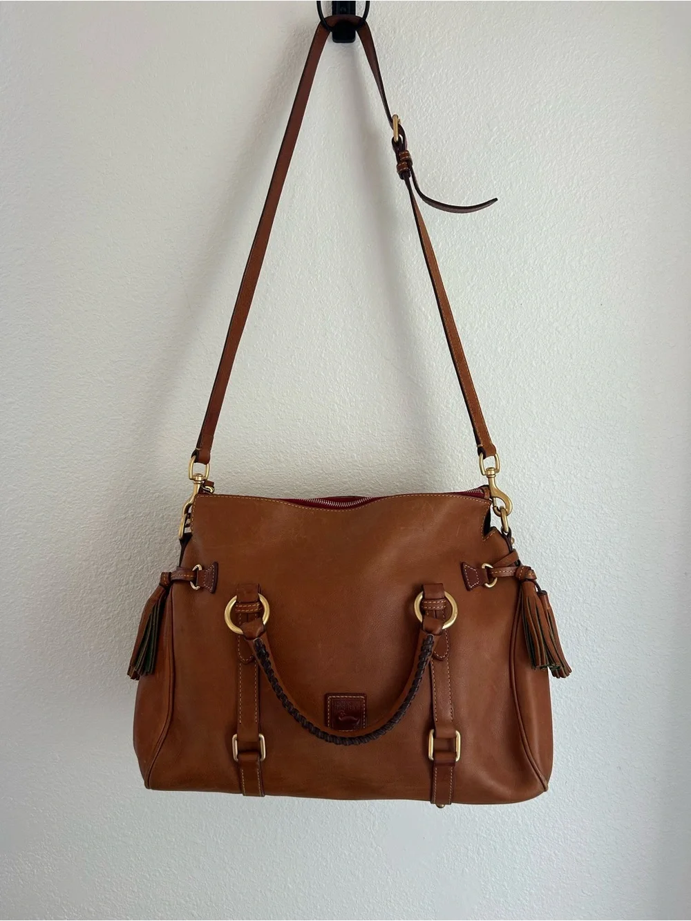Dooney & Bourke Leather Florentine Large Satchel with Tassel Accents